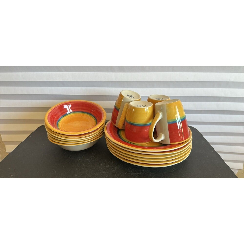 Royal Norfolk MAMBO Yellow Center Stoneware Plates, Bowls and Mugs